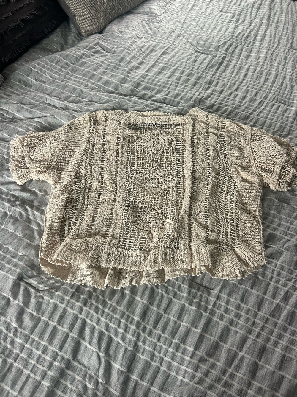 Zara Openwork Crochet Crop Top - Cream